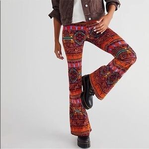 Free People We The Free Aztec Corduroy Pull On Wide Leg Pants sz 32
